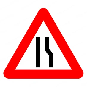 Advarselstavle A43.3 | 70cm | Indsnvring Hjre