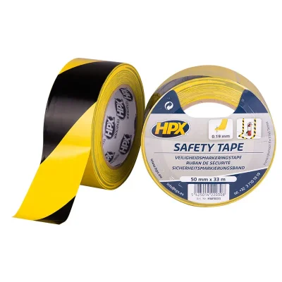 Advarselstape PVC Gul/Sort | 50 mm x 33 m