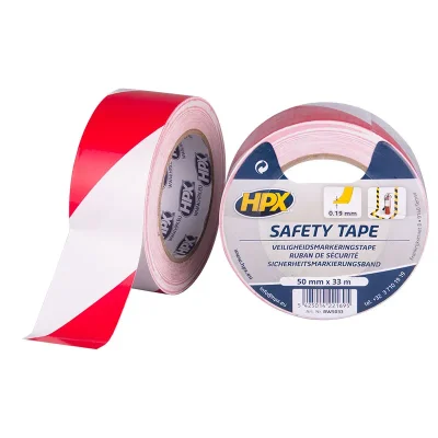 Advarselstape PVC Rd/Hvid | 50 mm x 33 m
